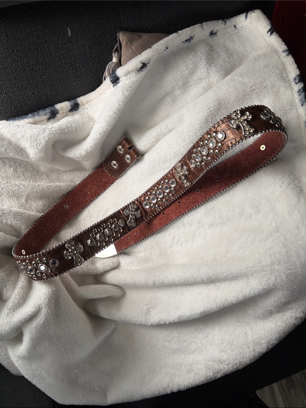 Western Belt with Silver Accents NO Buckle - Picture 7 of 7